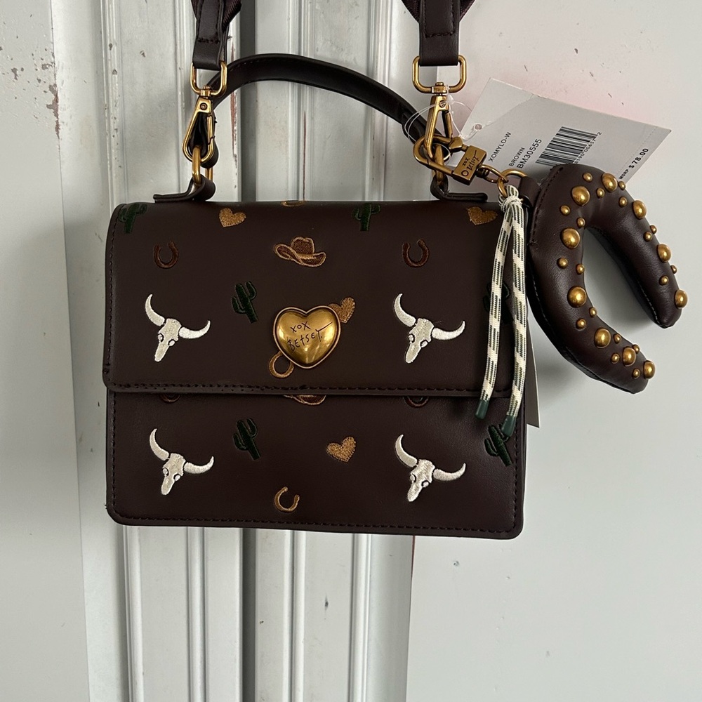Betsy Johnson New With Tags Dark Brown Western Crossbody Bag.